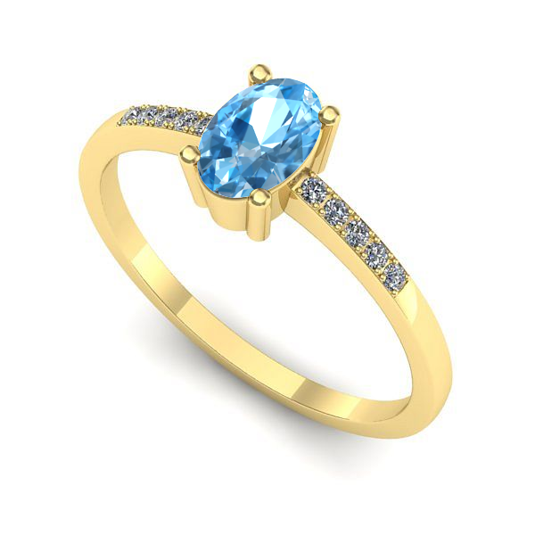 Inel logodna din aur galben cu topaz blue