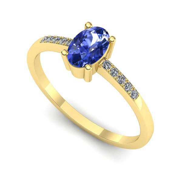 Inel de logodna din aur galben cu tanzanit