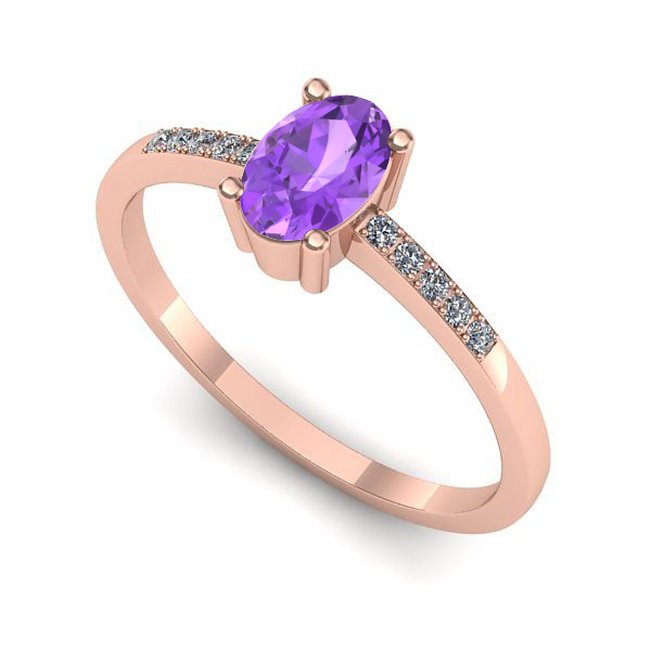 Inel din aur roz cu ametist