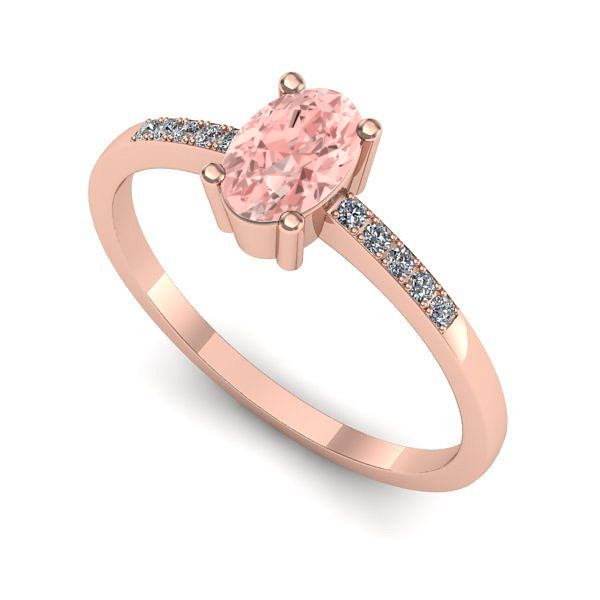 Inel de logodna din aur roz cu diamant de laborator roz