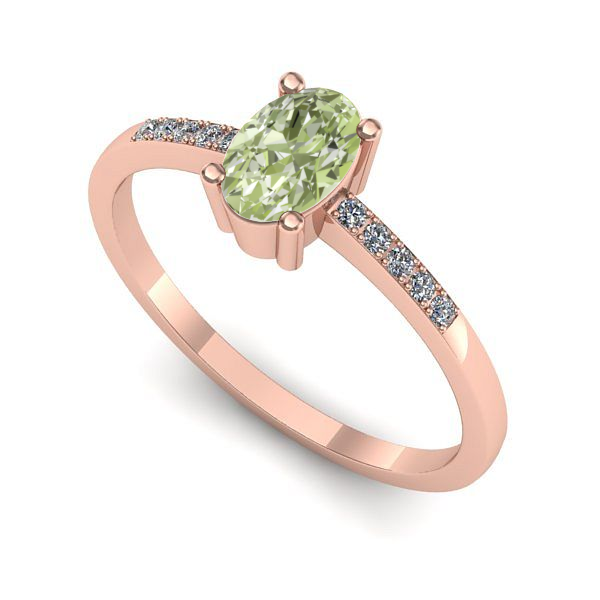 Inel din aur roz cu diamant de laborator verde