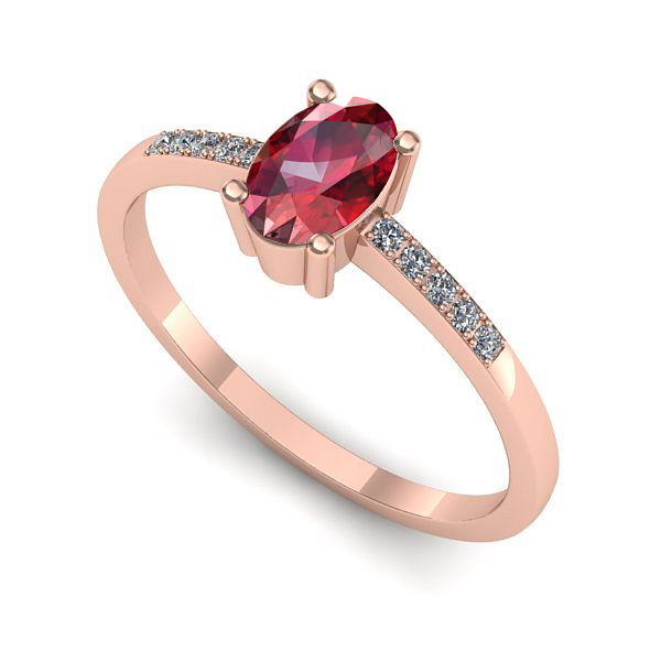 Inel logodna din aur roz cu rubin
