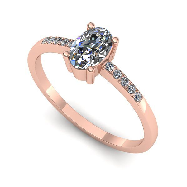 Inel logodna din aur roz cu safir alb