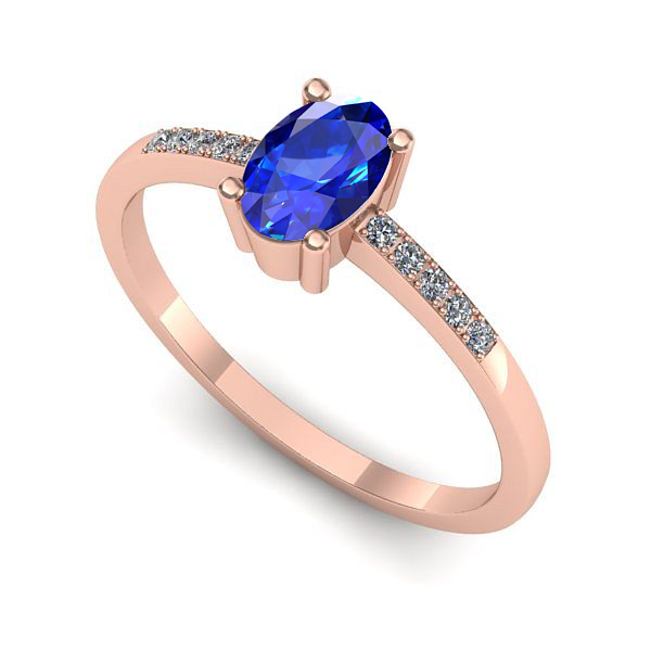 Inel de logodna din aur roz cu safir