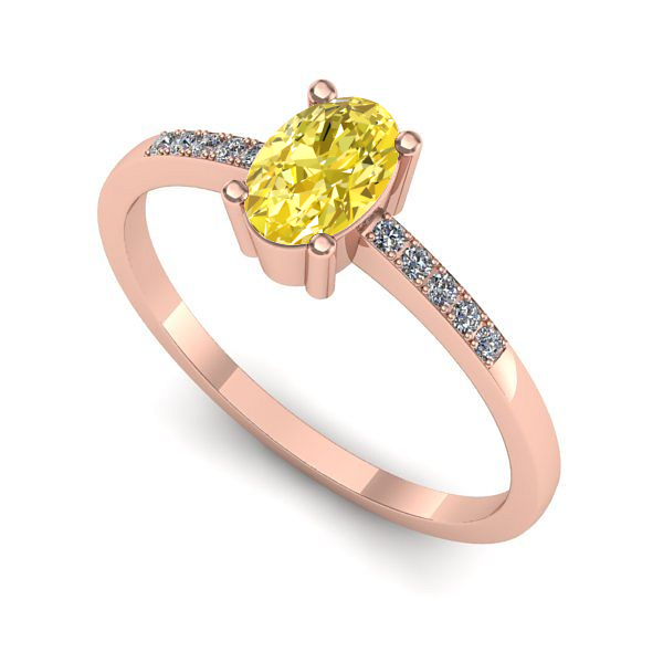 Inel logodna din aur roz cu safir galben