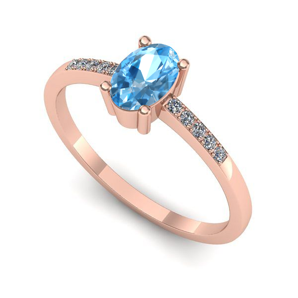 Inel de logodna din aur roz cu topaz blue