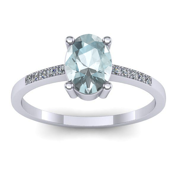 Inel de logodna cu aquamarin oval