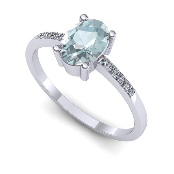 Inel de logodna din aur alb cu aquamarin
