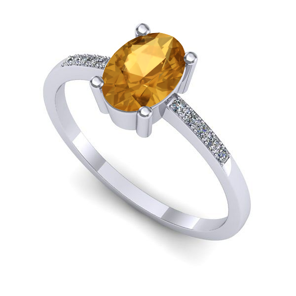 Inel logodna din aur alb cu citrin