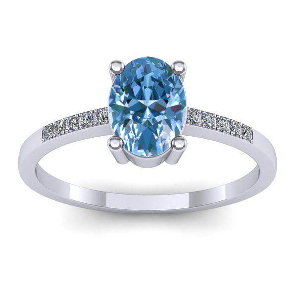 Inel logodna cu diamant de laborator albastru oval