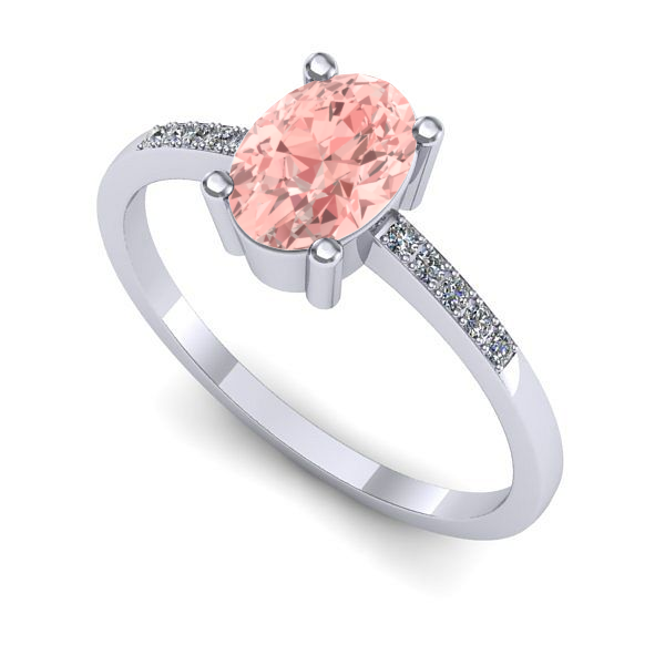 Inel de logodna din aur alb cu diamant de laborator roz