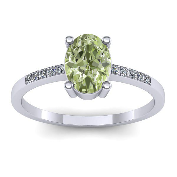 Inel cu diamant de laborator verde oval