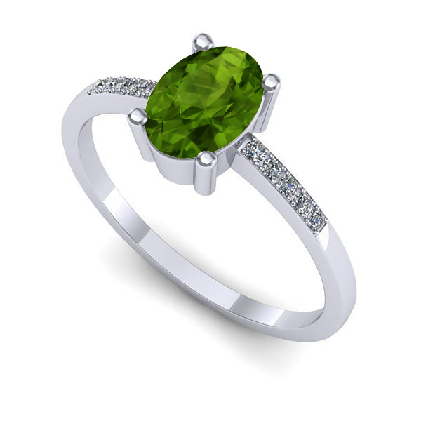 Inel logodna din aur alb cu peridot