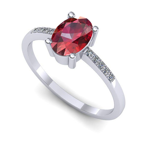 Inel logodna din aur alb cu rubin