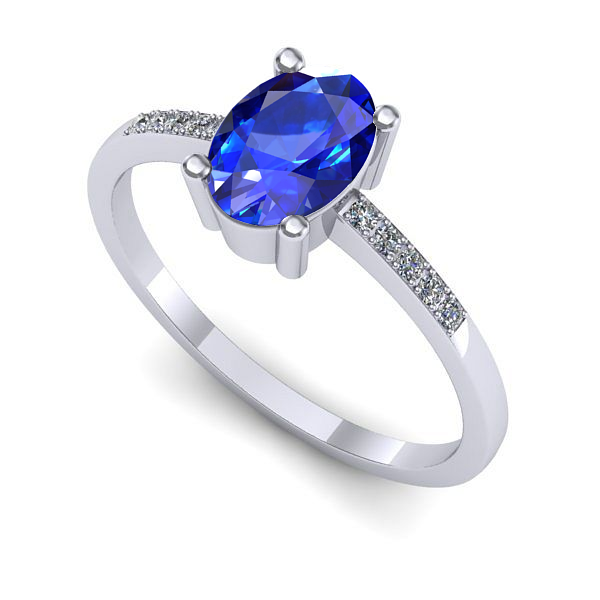 Inel de logodna din aur alb cu safir