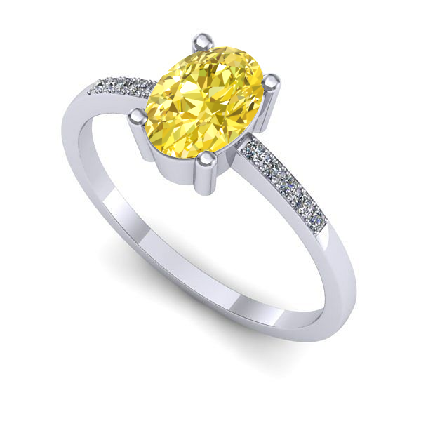 Inel logodna din aur alb cu safir galben