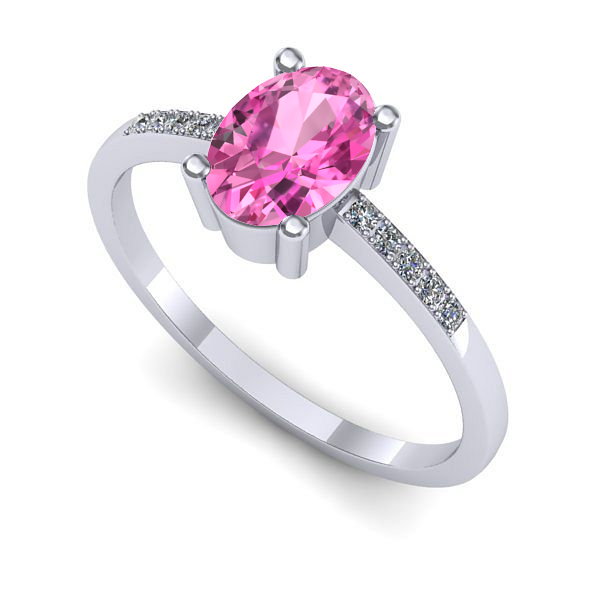 Inel logodna din aur alb cu safir roz