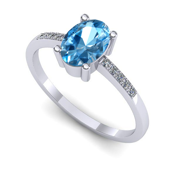 Inel din aur alb cu topaz blue