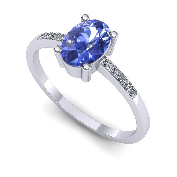 Inel logodna din aur alb cu tanzanit