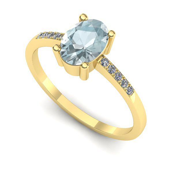 Inel de logodna din aur galben cu aquamarin