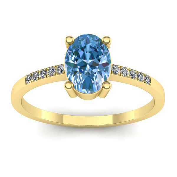 Inel cu diamant de laborator albastru oval