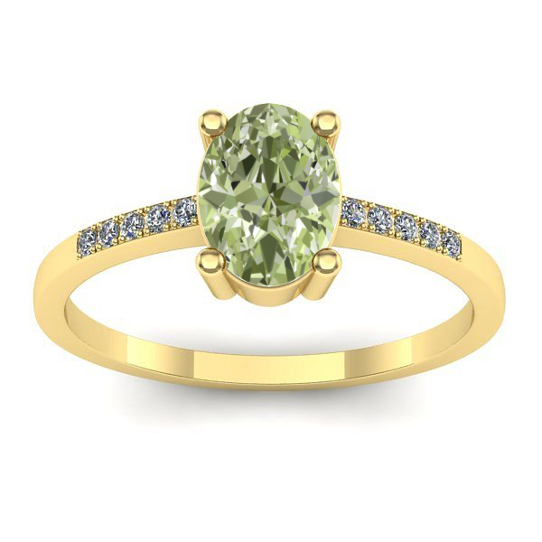Inel de logodna cu diamant de laborator verde oval