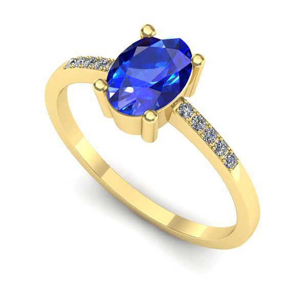 Inel logodna din aur galben cu safir