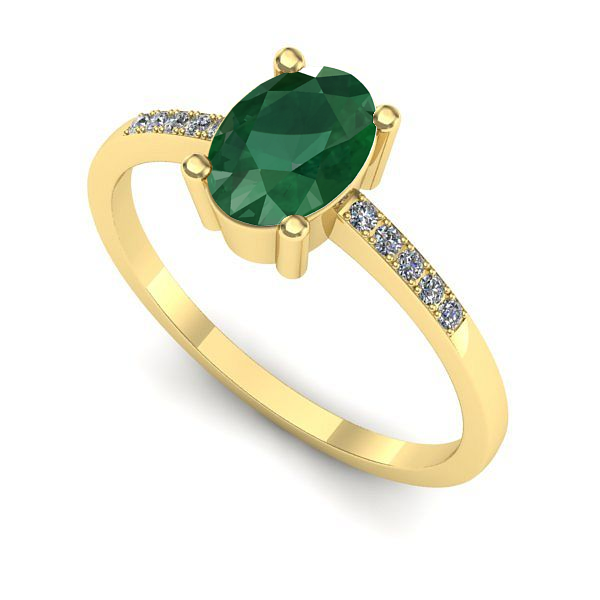 Inel de logodna din aur galben cu smarald