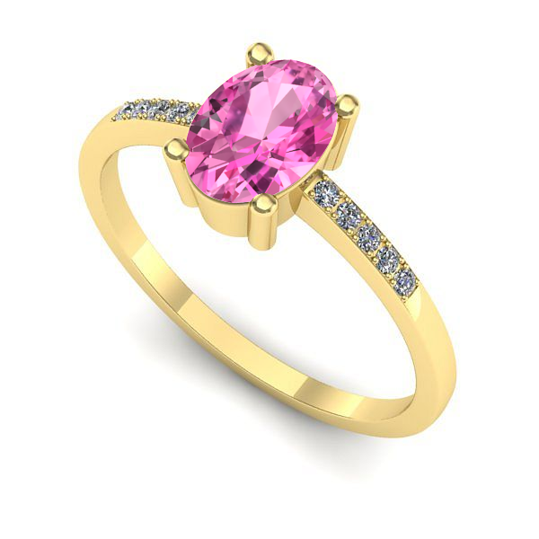 Inel de logodna din aur galben cu safir roz