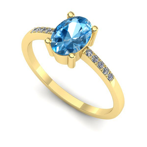 Inel logodna din aur galben cu topaz blue