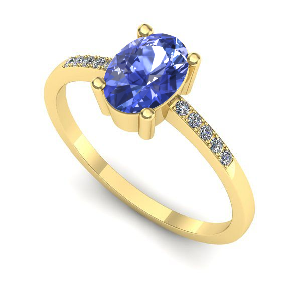 Inel de logodna din aur galben cu tanzanit