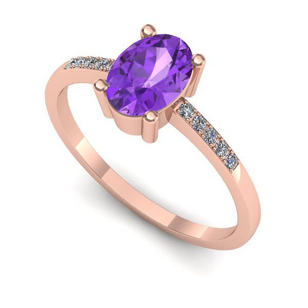 Inel din aur roz cu ametist