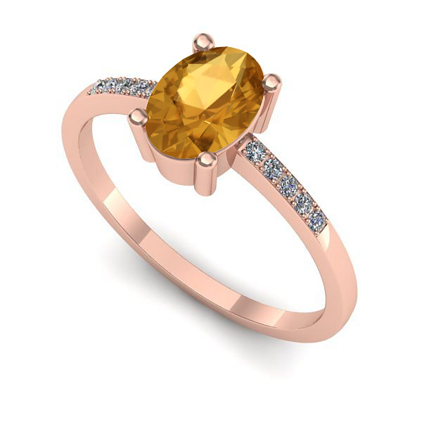 Inel din aur roz cu citrin