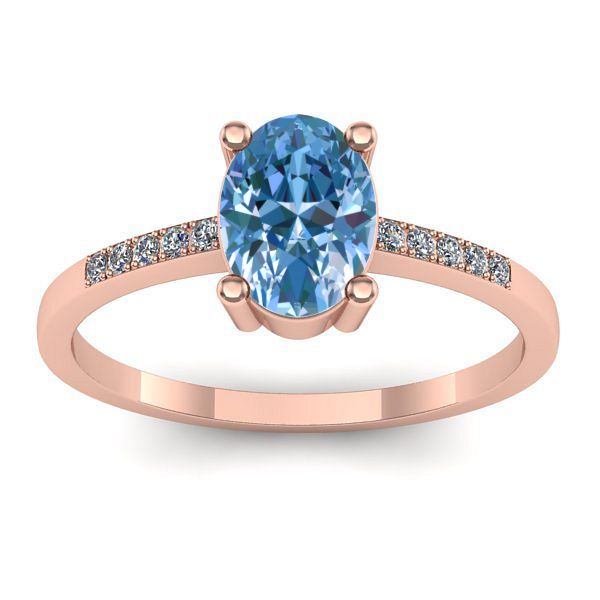 Inel logodna cu diamant de laborator albastru oval