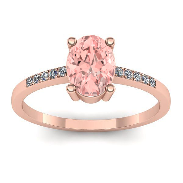 Inel cu diamant de laborator roz oval