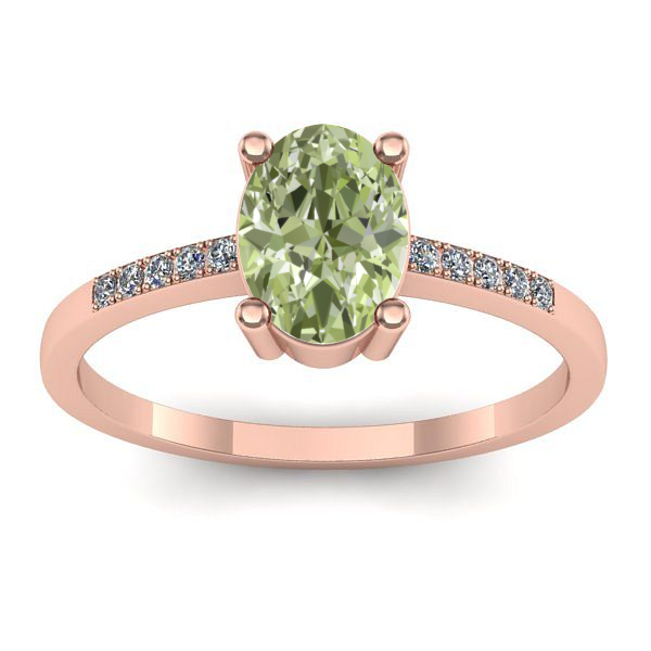 Inel cu diamant de laborator verde oval