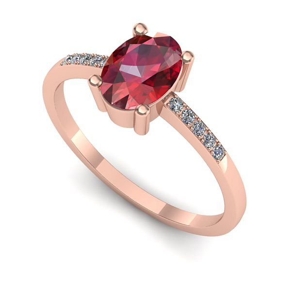 Inel din aur roz cu rubin