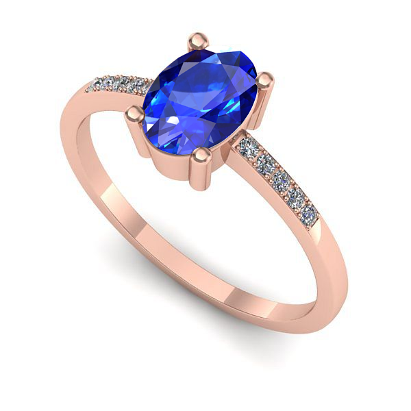 Inel logodna din aur roz cu safir
