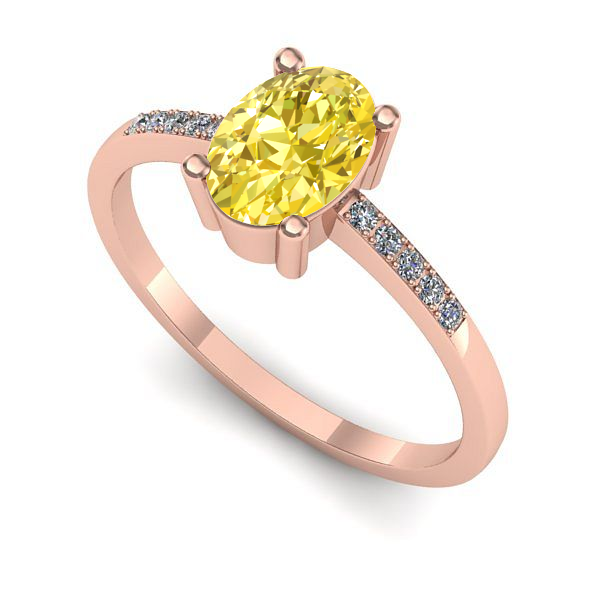 Inel de logodna din aur roz cu safir galben