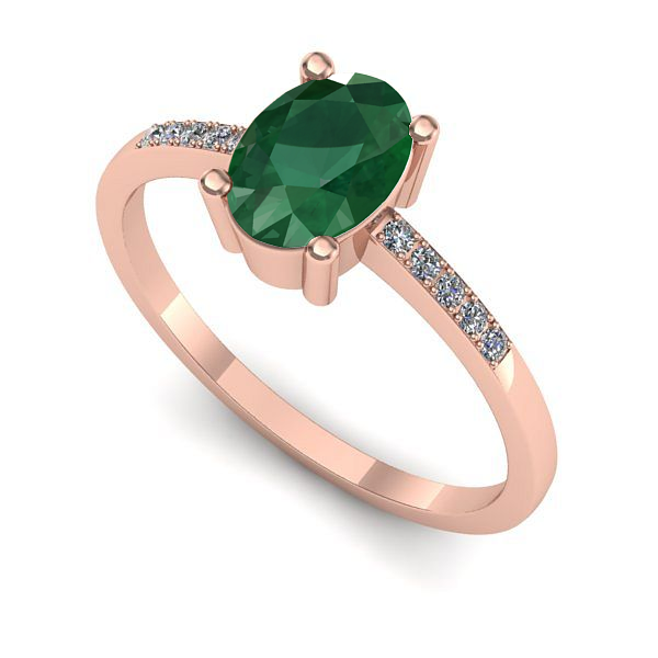 Inel logodna din aur roz cu smarald
