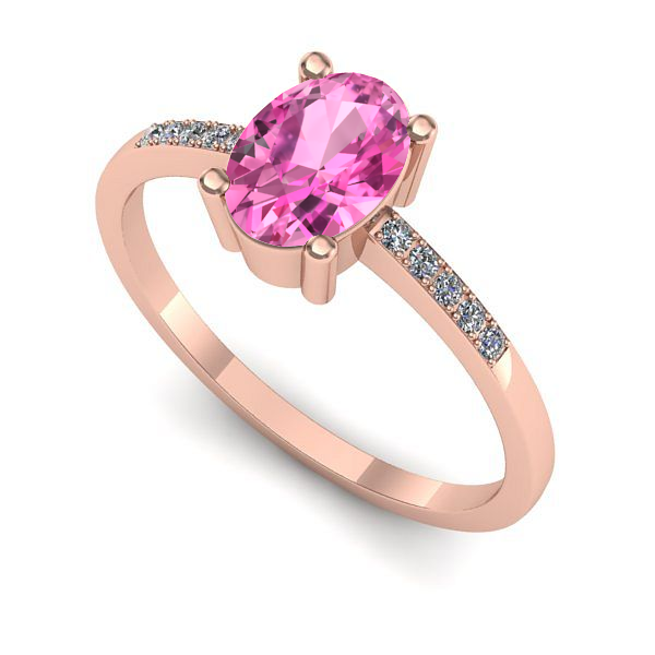 Inel de logodna din aur roz cu safir roz