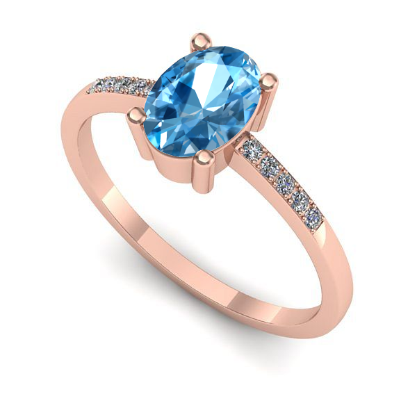 Inel de logodna din aur roz cu topaz blue