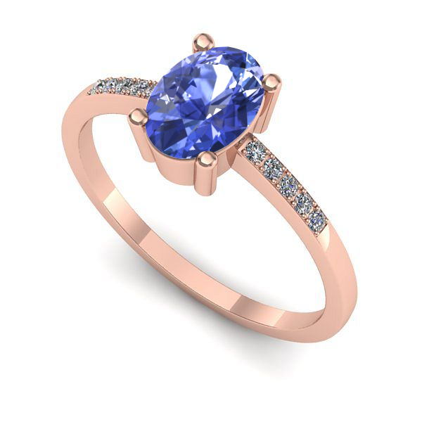 Inel din aur roz cu tanzanit