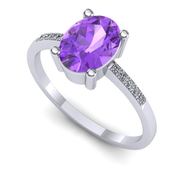 Inel de logodna din aur alb cu ametist