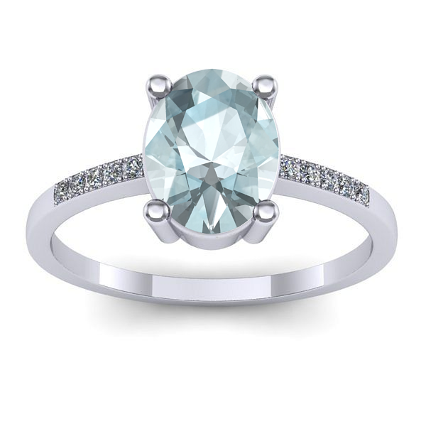 Inel logodna cu aquamarin oval