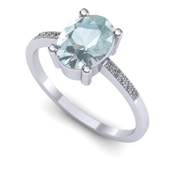 Inel logodna din aur alb cu aquamarin