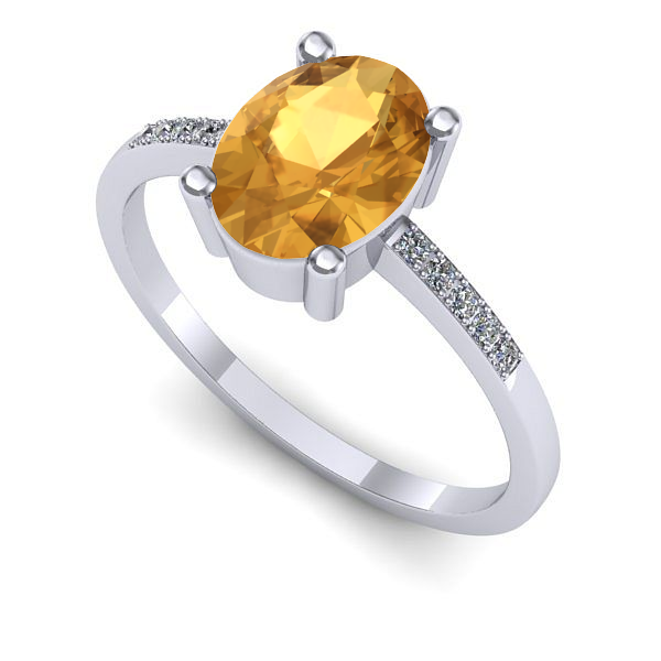 Inel din aur alb cu citrin