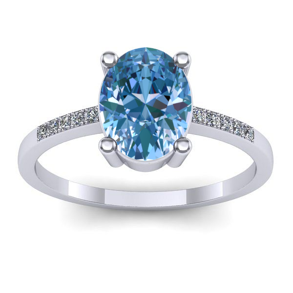Inel logodna cu diamant de laborator albastru oval