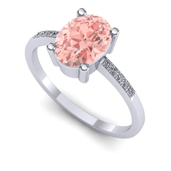 Inel logodna din aur alb cu diamant de laborator roz