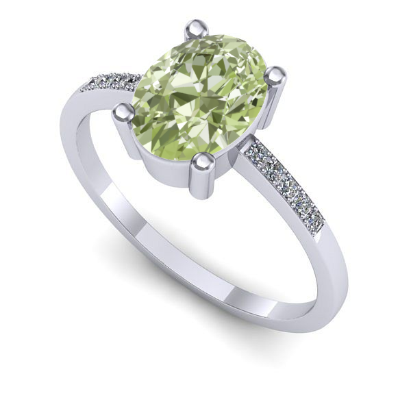 Inel logodna din aur alb cu diamant de laborator verde